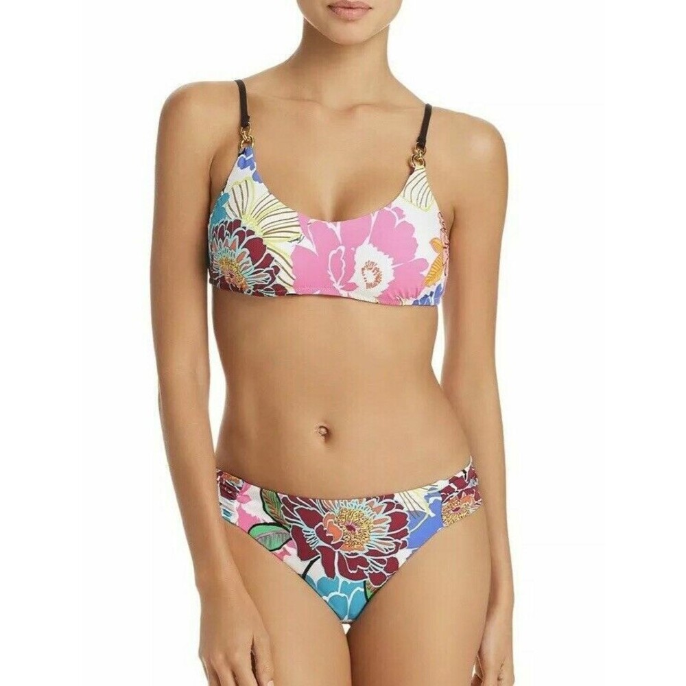 Trina Turk Women's Radiant Blooms Bralette Hipster Bikini Set sz 10 Multi